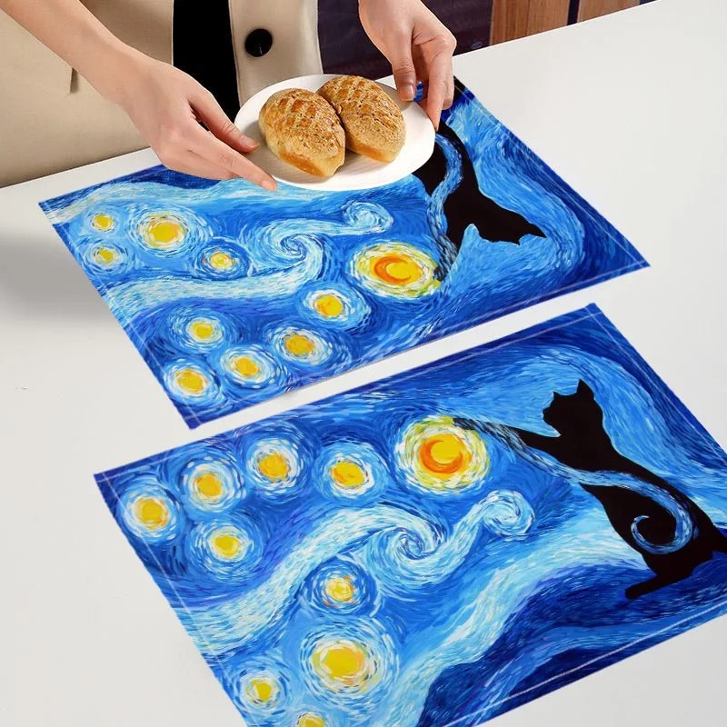 Outdoor Furniture Dining - Van Gogh Art Style Placemat, Bowl