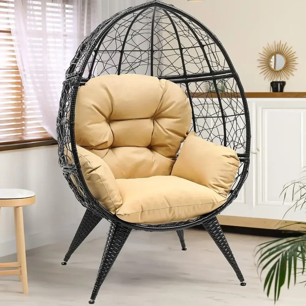 Outdoor Furniture Egg Chair - Oversized Wicker Egg Chair with Adjustable