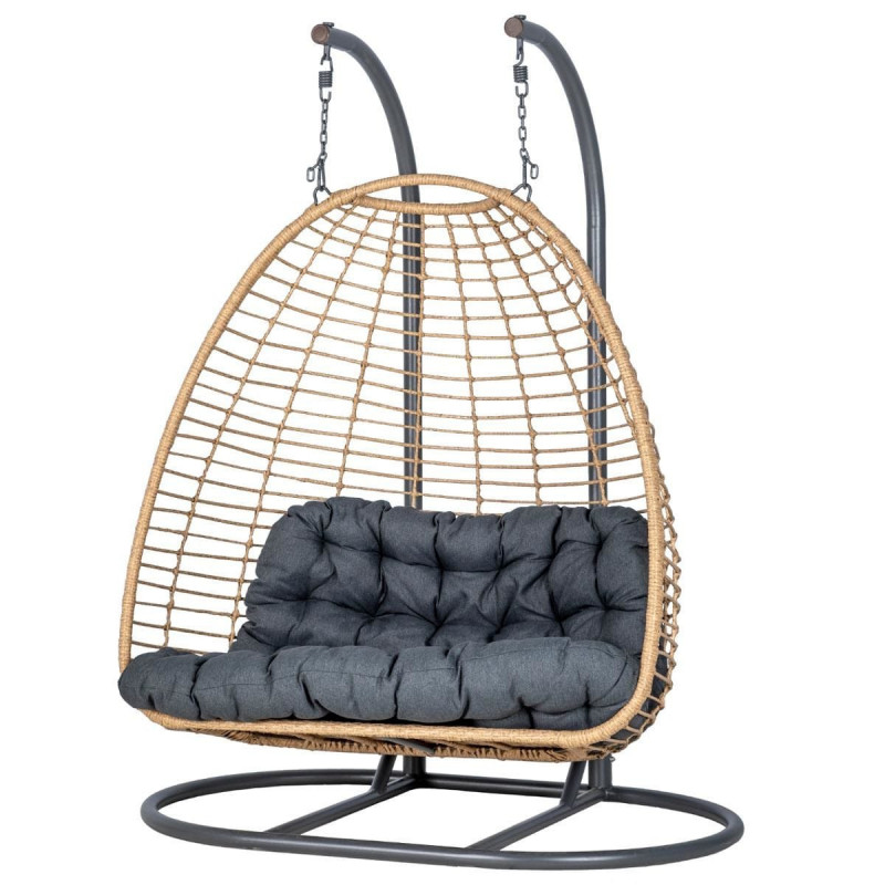 Outdoor Furniture Egg Chair - Luxury 2-Seater Hanging Chairs Wicker Oversize
