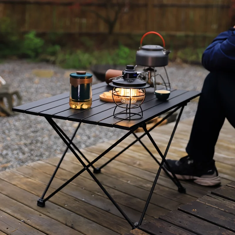 Folding Picnic Table - Portable Outdoor Folding Aluminum Table, Simple
