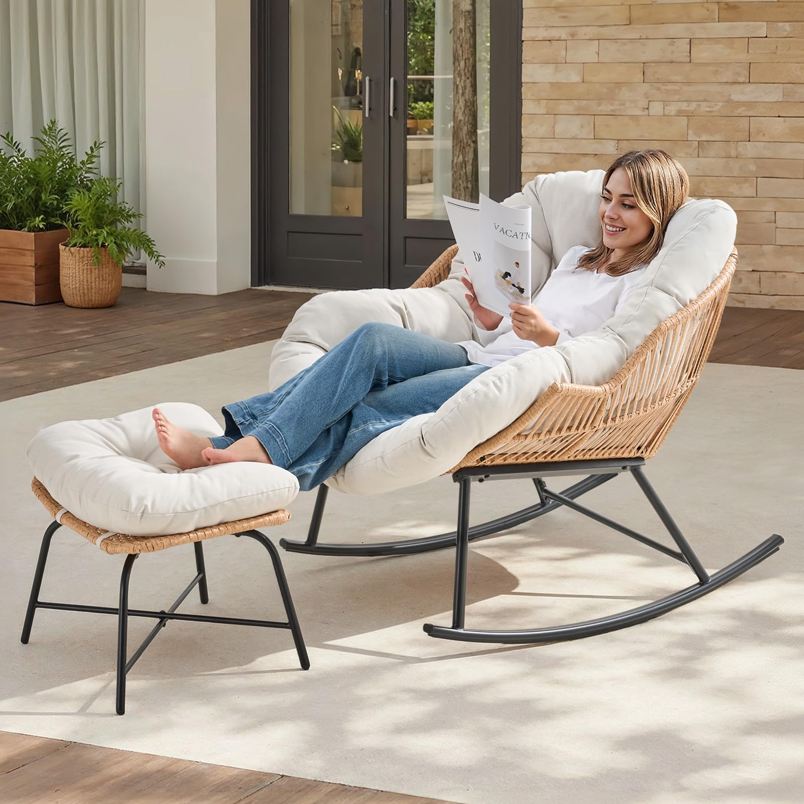 Grey Rattan Papasan Rocking Ch - Outdoor Furniture Egg Chair recension och pris
