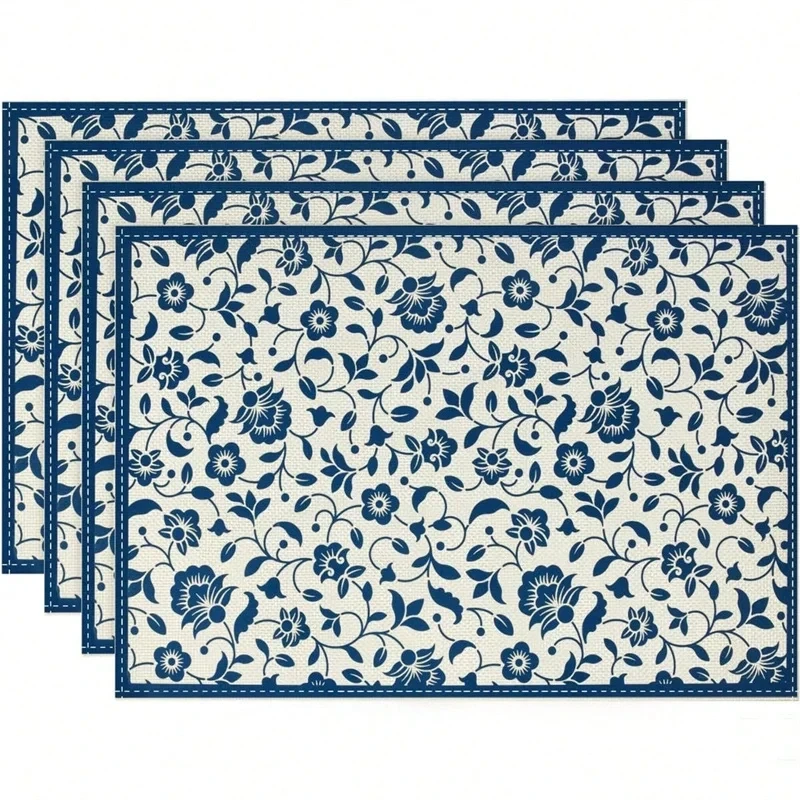 4Pcs Watercolor Blue Flower Le - Outdoor Furniture Dining recension och pris