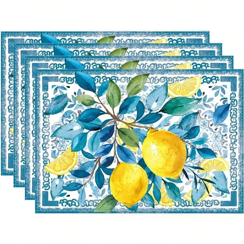 4Pcs Watercolor Blue Flower Le - Outdoor Furniture Dining recension och pris