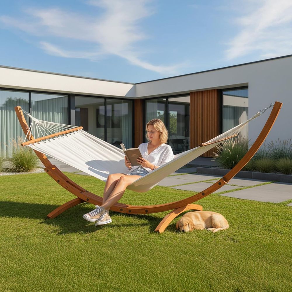 Double Hammock Set with Curved - Hammock With Stand recension och pris
