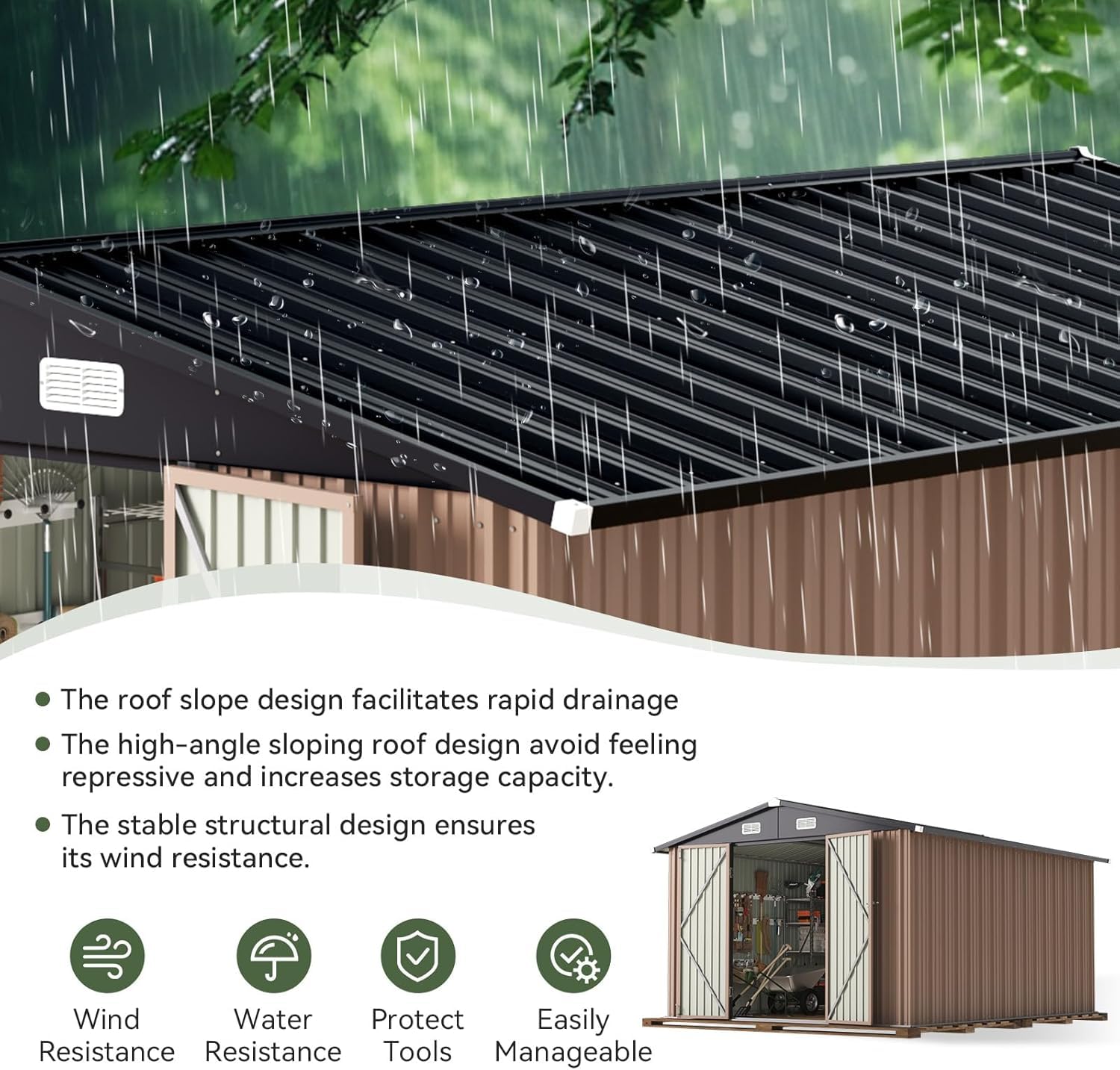 12 x 10FT Outdoor Storage Shed - Outdoor Furniture Metal recension och pris